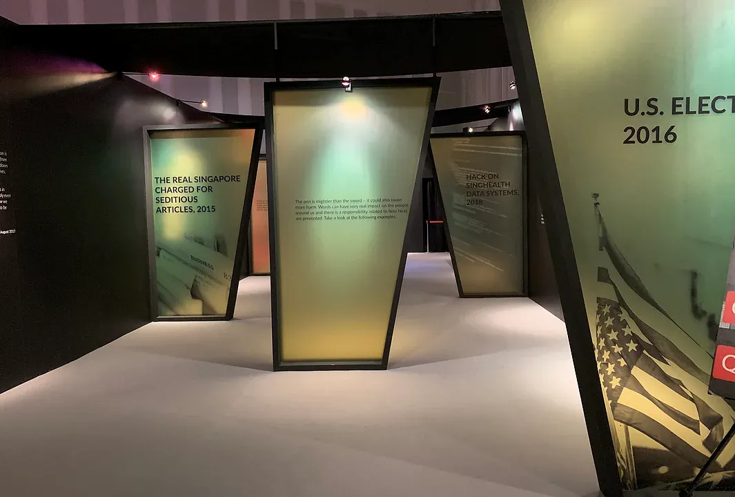 Angled glass panels in the Our Next Battlefront gallery