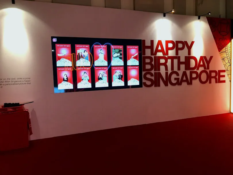 Happy Birthday Singapore wall of screens